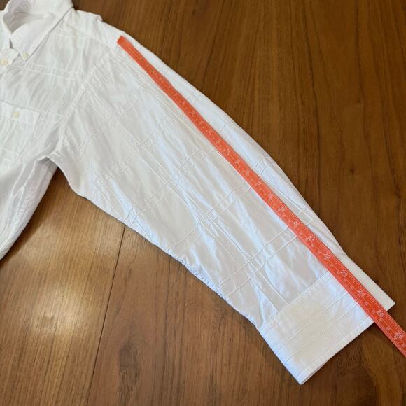 Orvis Cotton Shirt Size XXL White Button Down Sewn Squares Long Sleeve Pockets - Picture 8 of 10